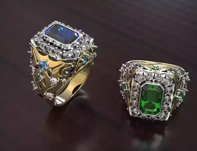Man ring with stones 3D print model