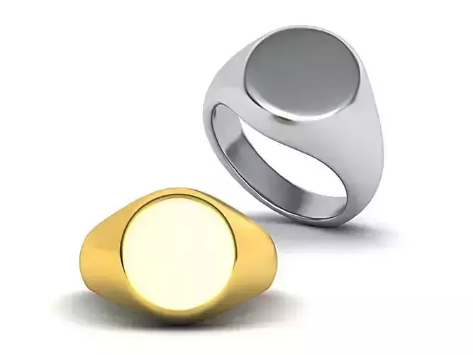 Men Oval Signet ring 3d model Oval top 