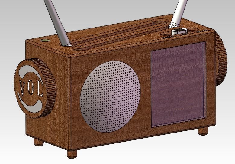 Radio wooden with two antennas 3D model_7