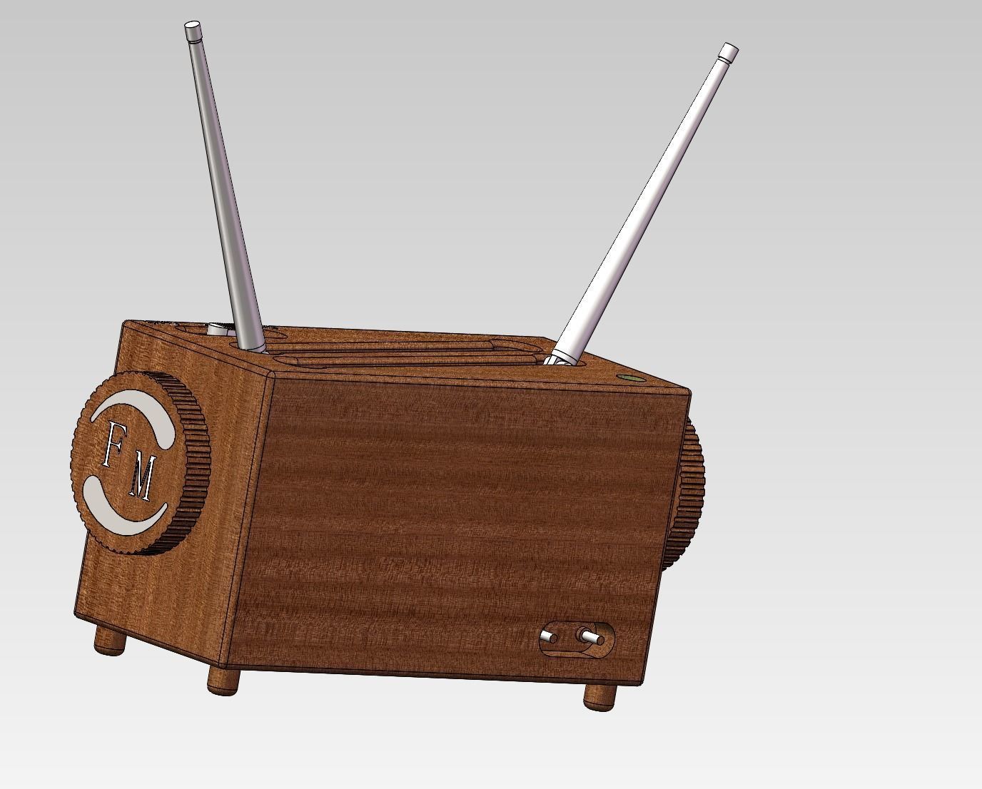 Radio wooden with two antennas 3D model_6