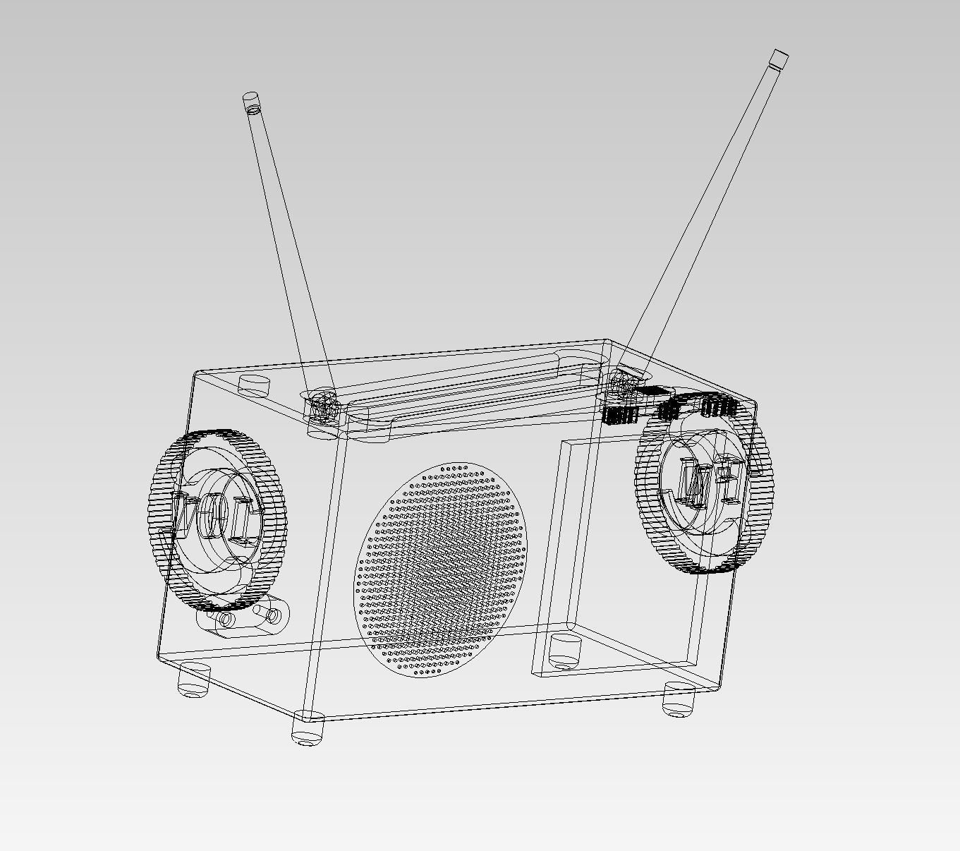 Radio wooden with two antennas 3D model_9