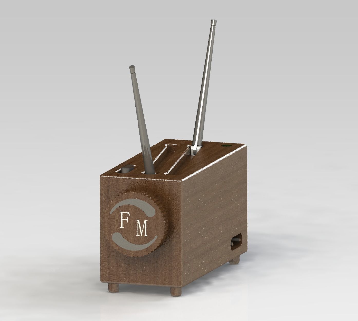 Radio wooden with two antennas 3D model_8