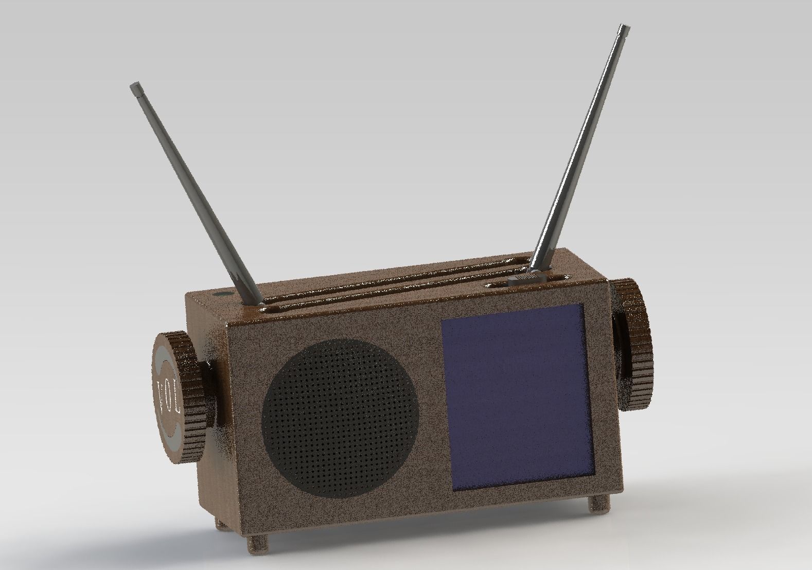Radio wooden with two antennas 3D model_3