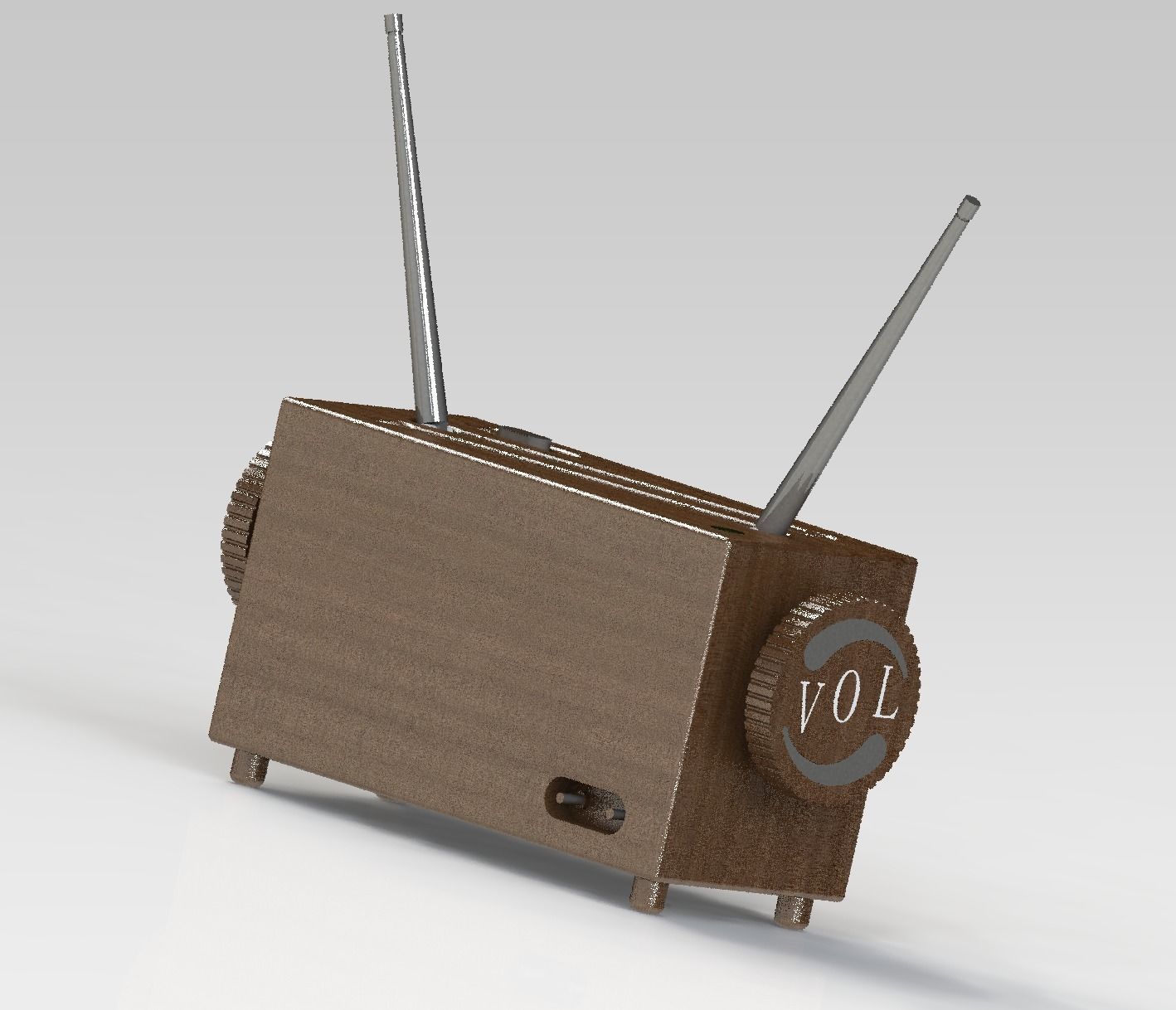 Radio wooden with two antennas 3D model_12