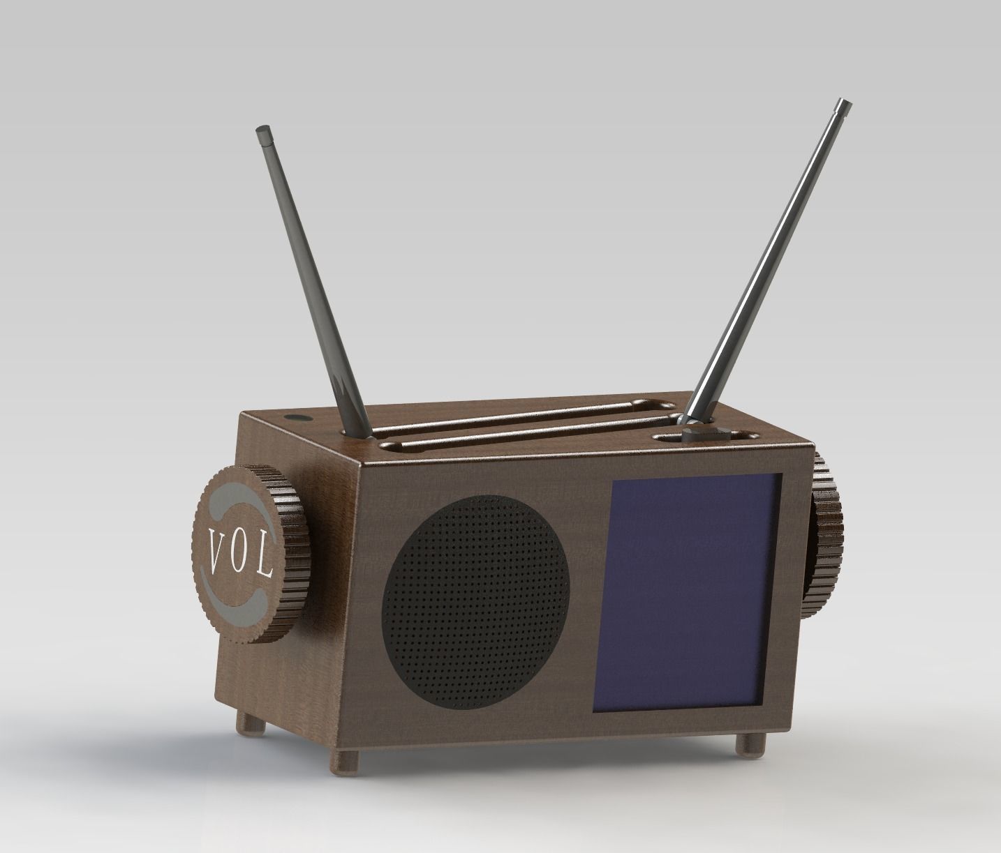 Radio wooden with two antennas 3D model_11