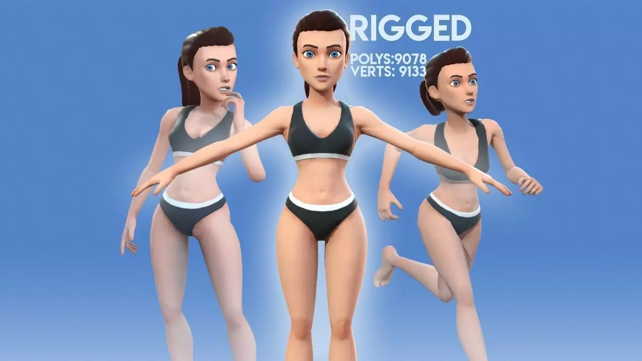 Cartoon teen girl 3D model