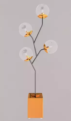 Lampshade tree lamp with three glass balls in middle