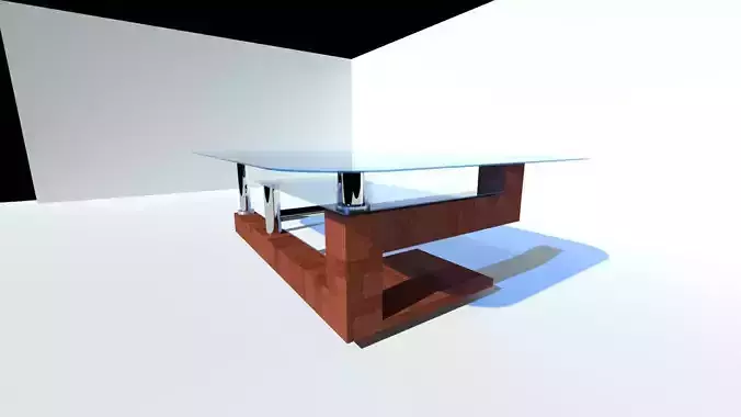 Stylish glass and wood tea table 3D model