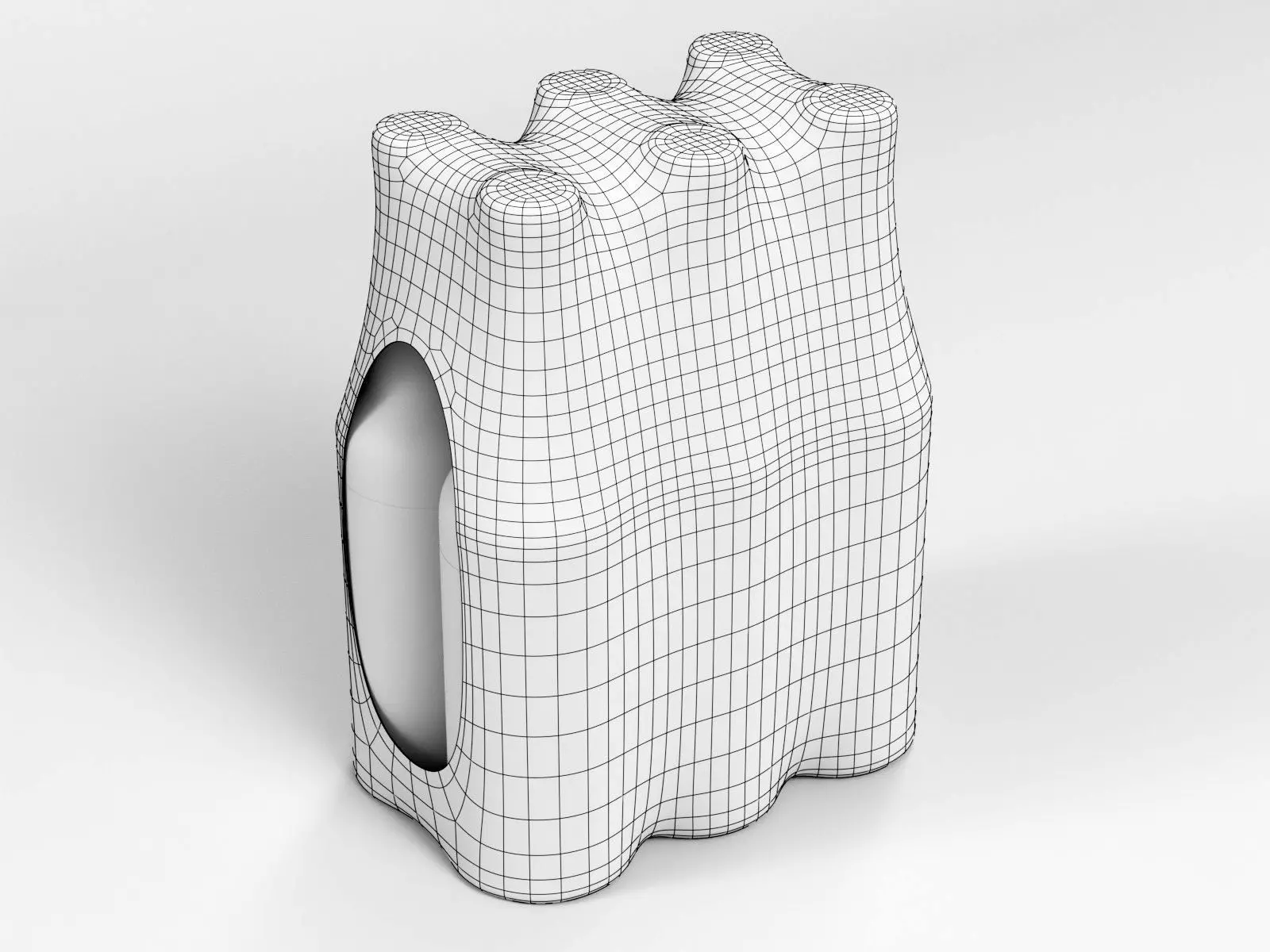 6 pack 500ml bottles in a plastic shrinkwrap 3D model_1