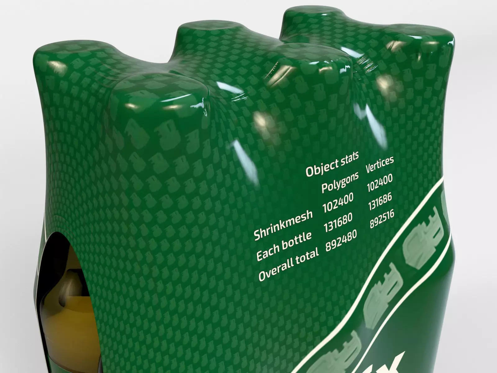 6 pack 500ml bottles in a plastic shrinkwrap 3D model_6
