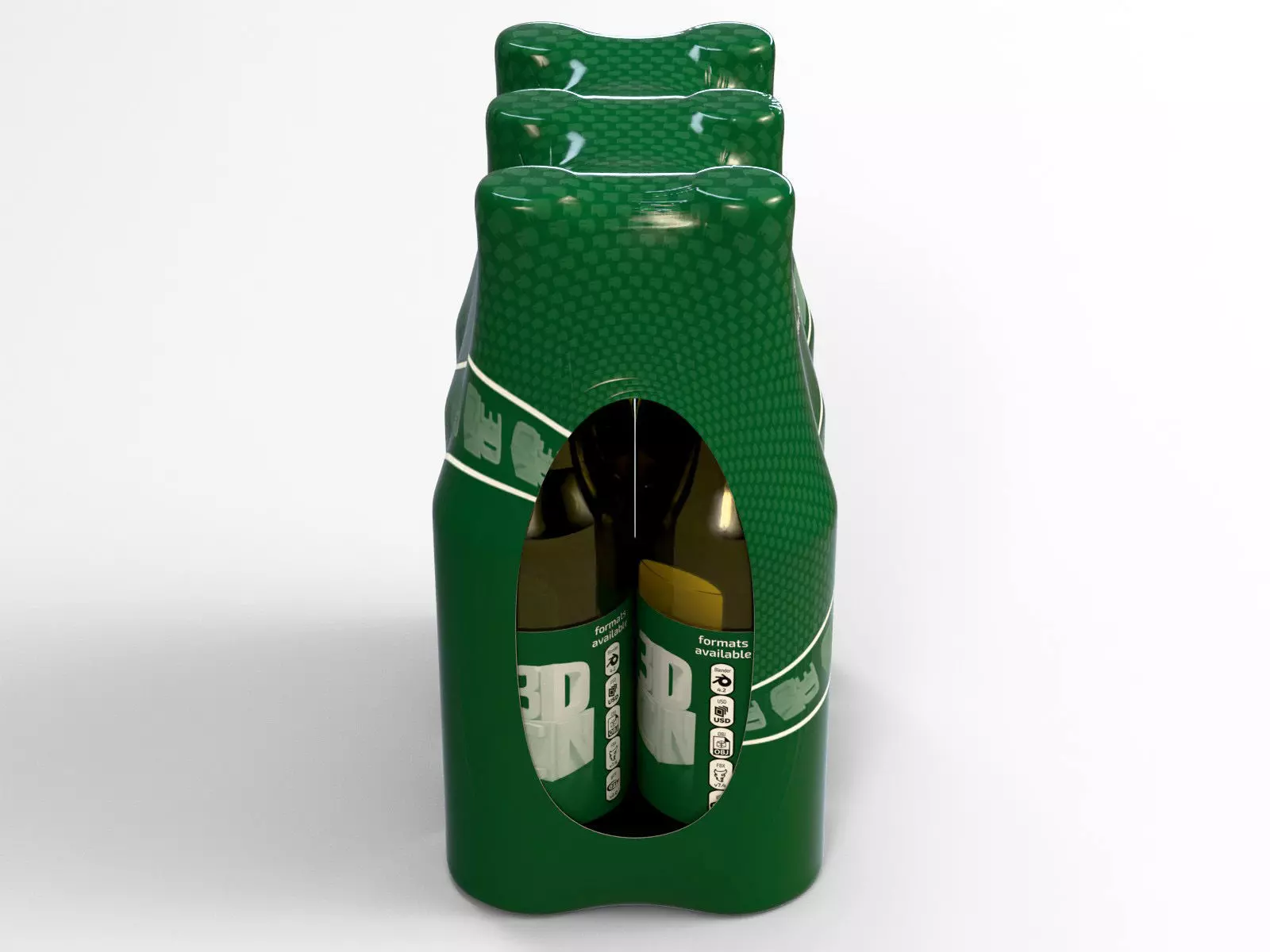 6 pack 500ml bottles in a plastic shrinkwrap 3D model_4