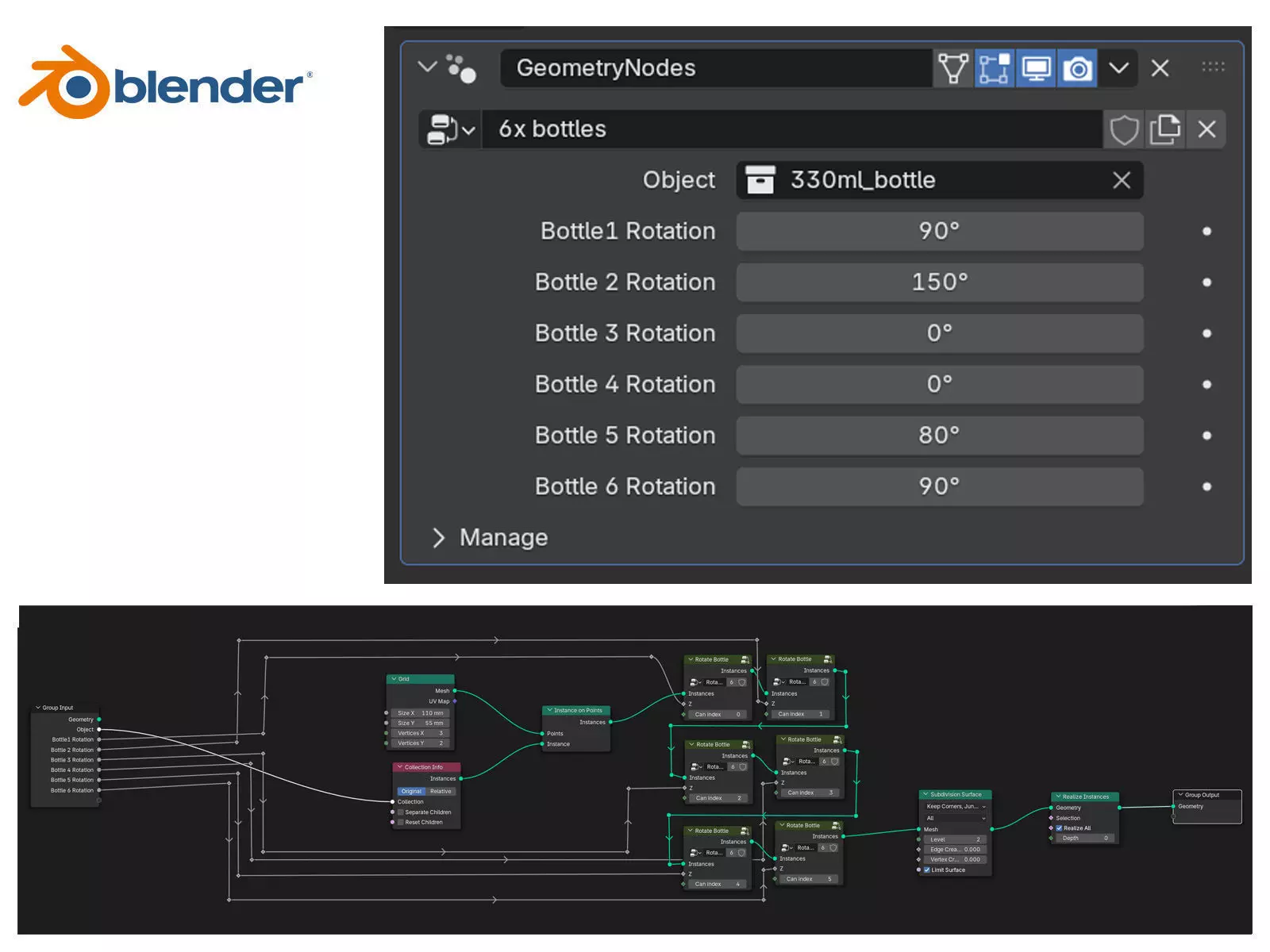 6 pack 500ml bottles in a plastic shrinkwrap 3D model_10