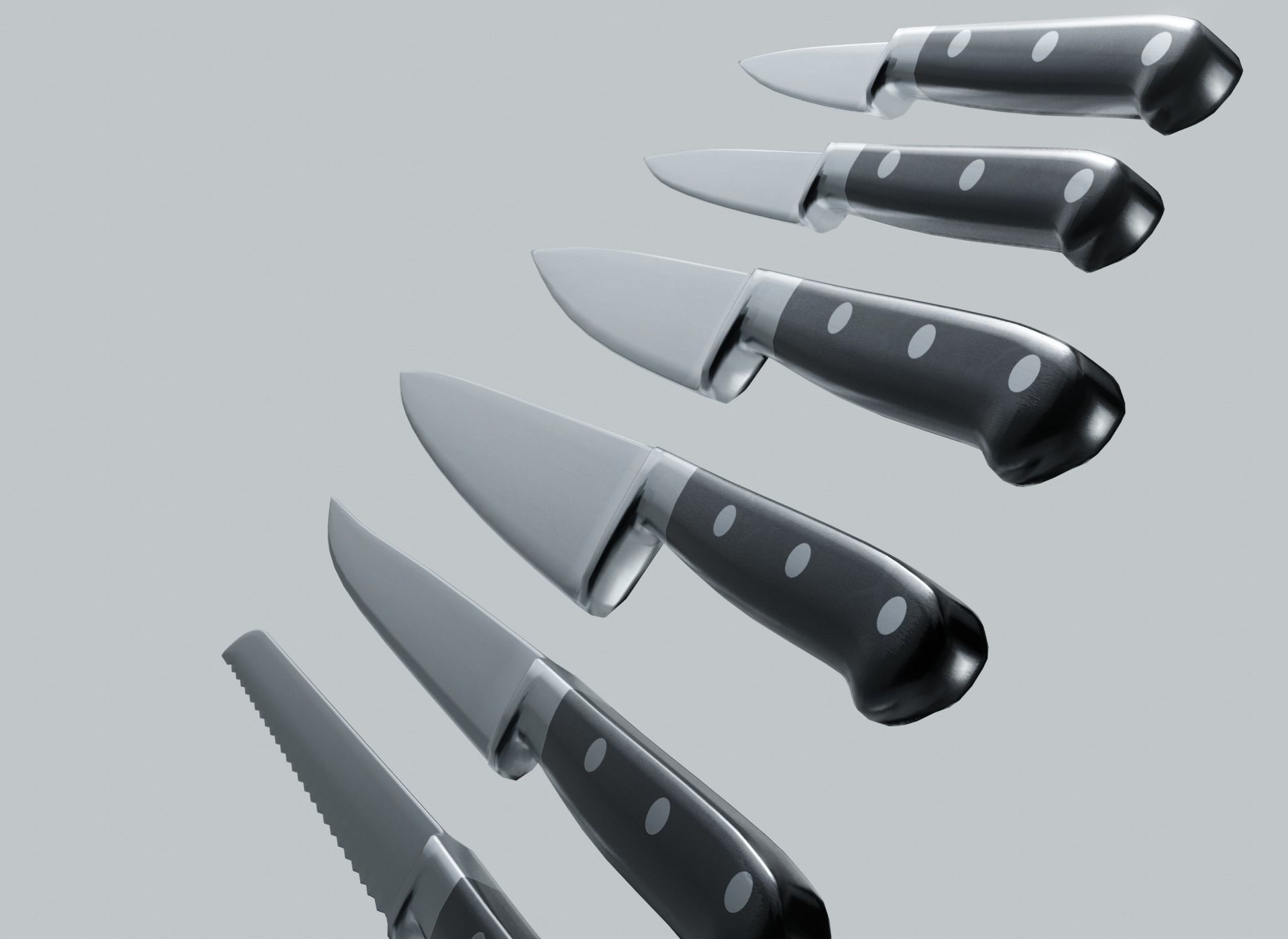 kitchen knife set 4K Textures UV Mapping Polygonal Topology Low-poly 3D model_6