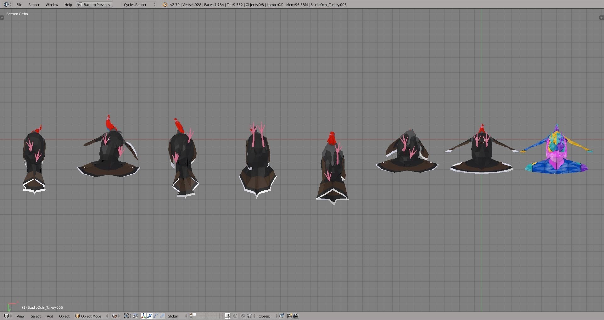 Turkey in low polygons Low-poly 3D model_7