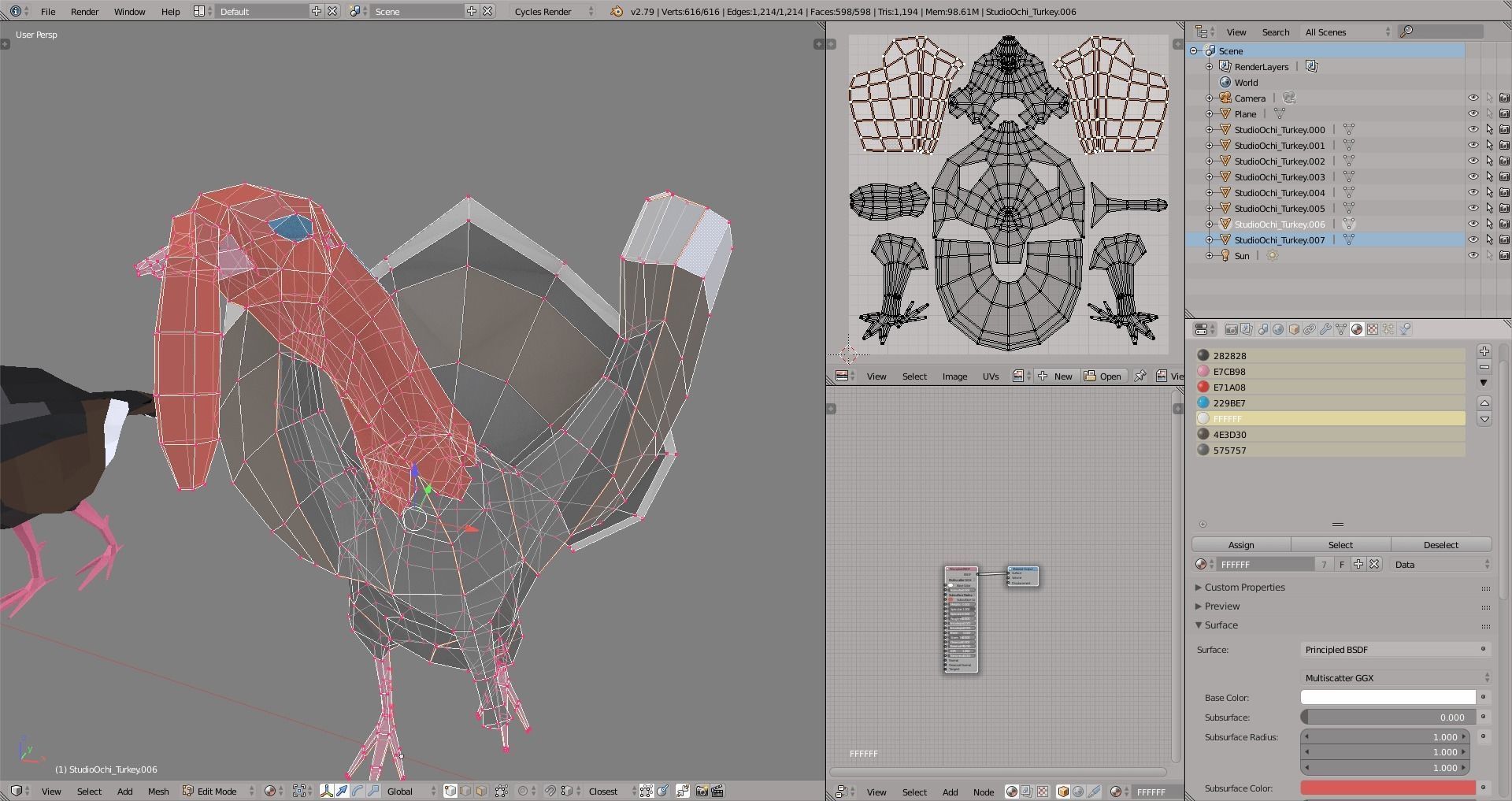 Turkey in low polygons Low-poly 3D model_6