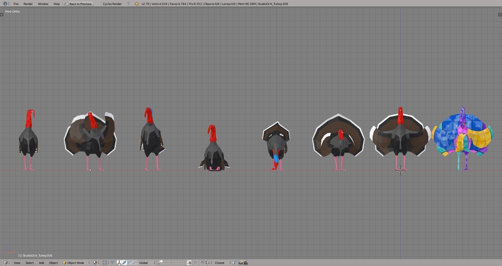 Turkey in low polygons Low-poly 3D model_3