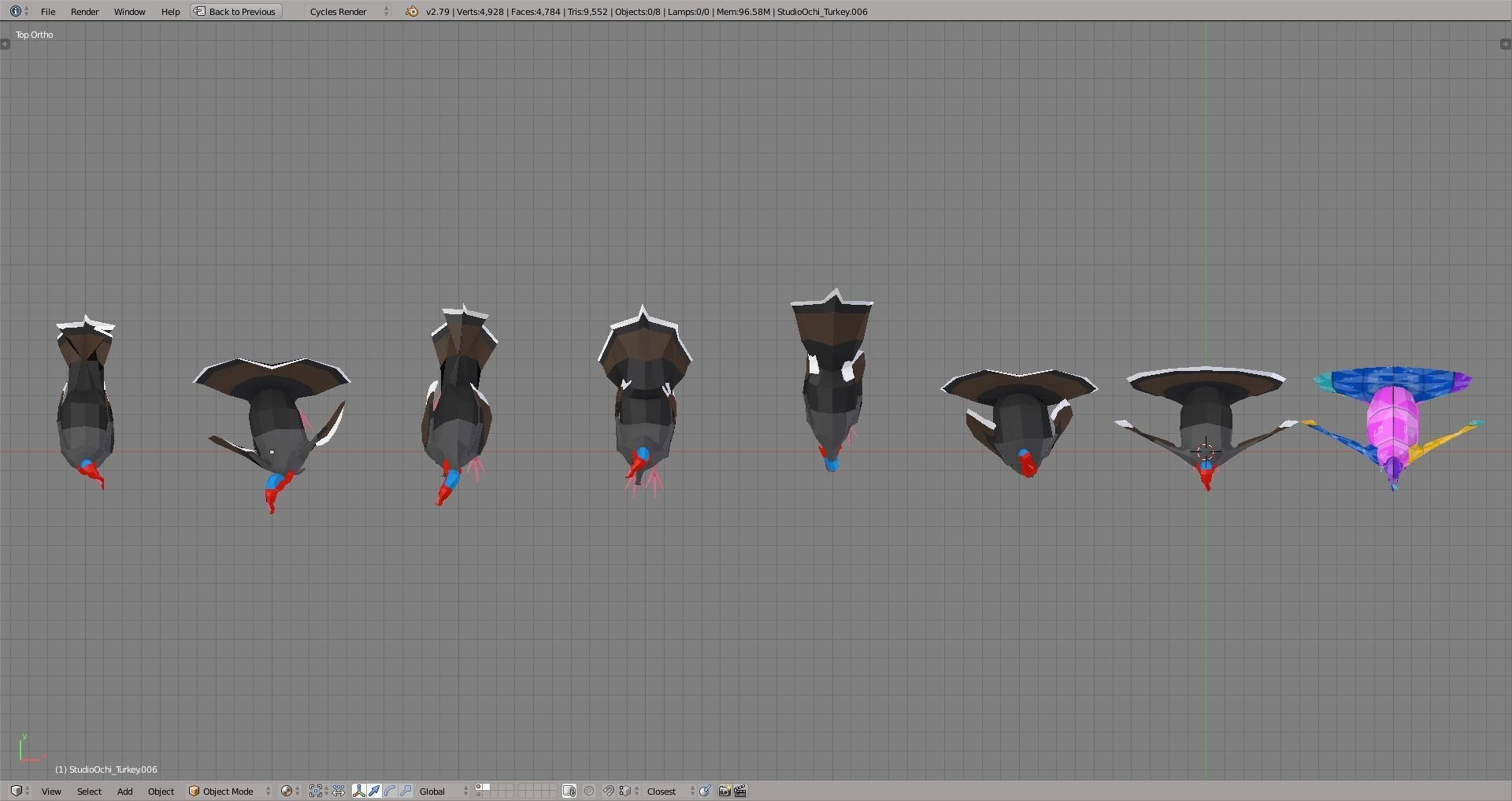 Turkey in low polygons Low-poly 3D model_2