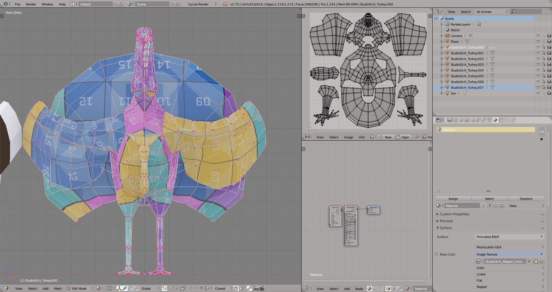 Turkey in low polygons Low-poly 3D model_5