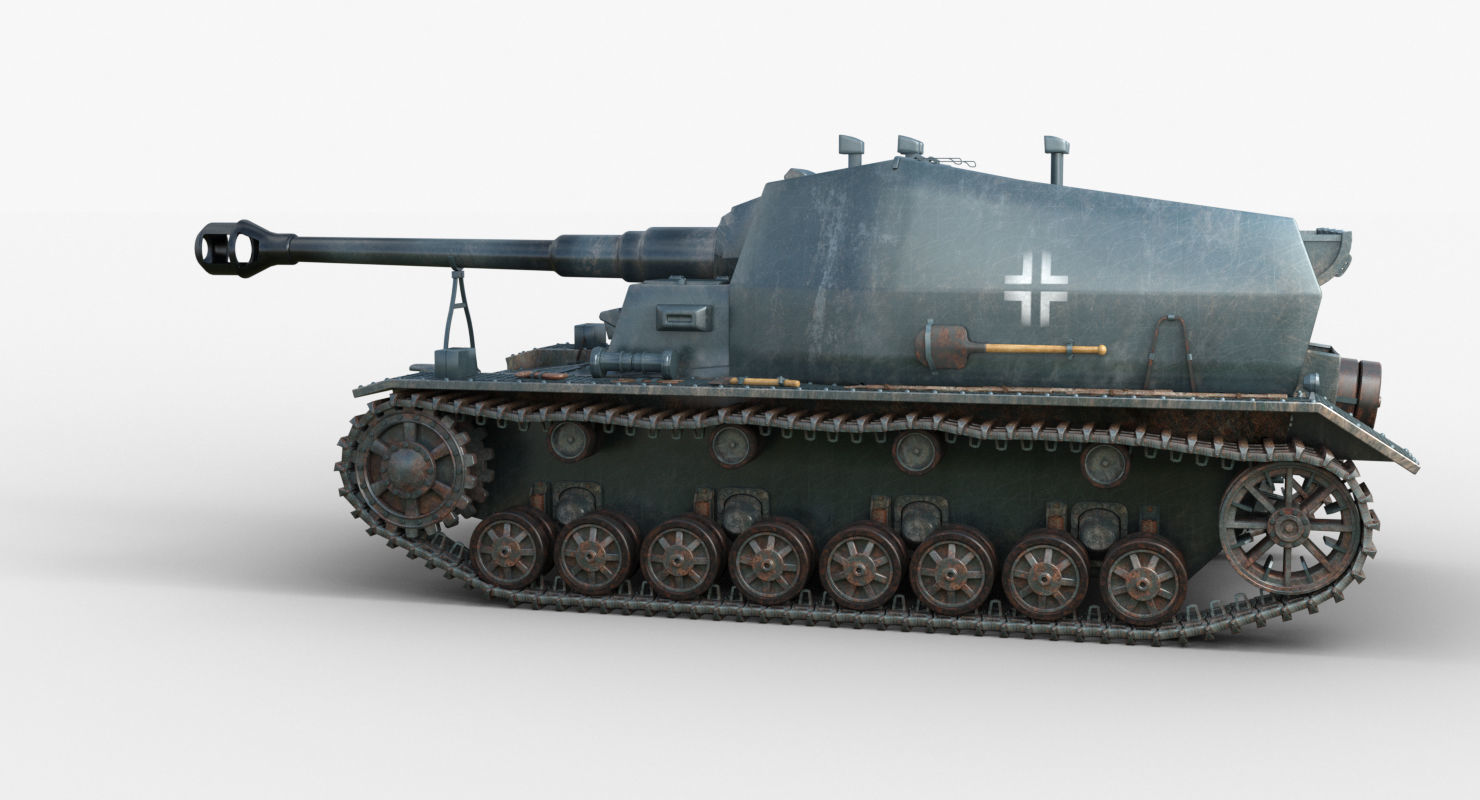 Tank 10 5 CM K18 Auf Panzer Iray piu 3D model_61