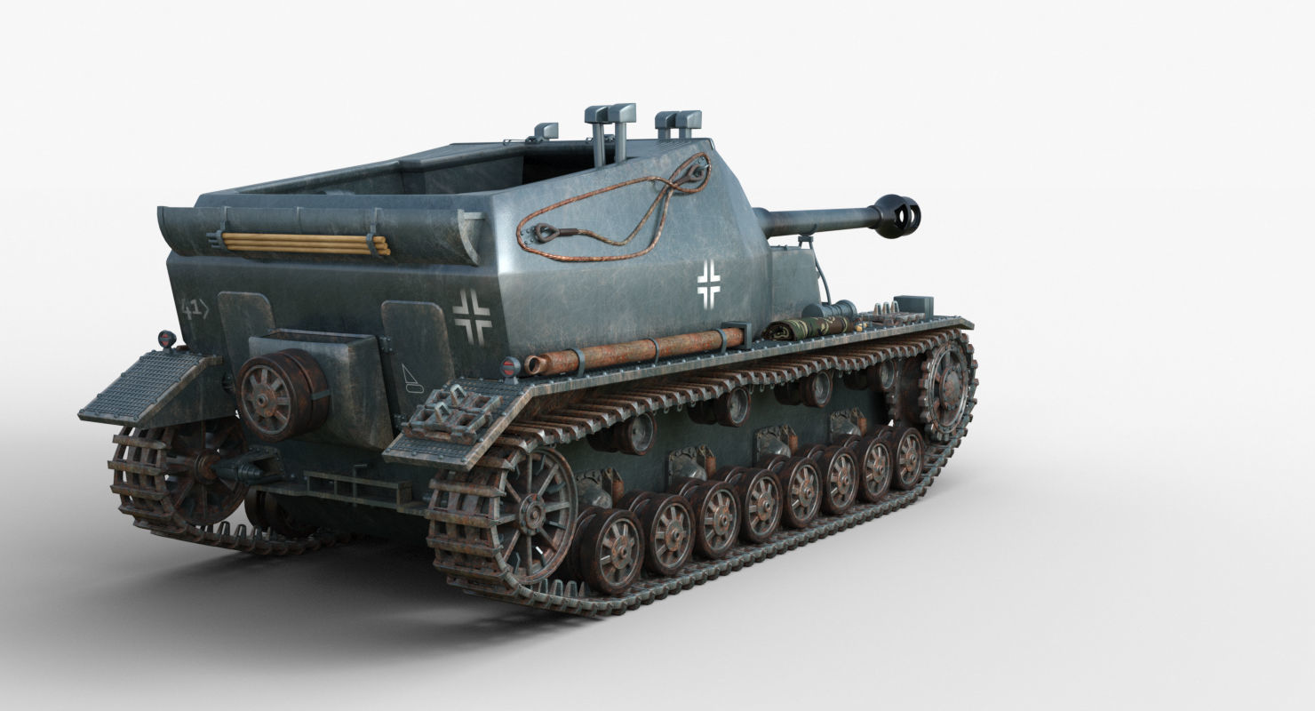 Tank 10 5 CM K18 Auf Panzer Iray piu 3D model_50
