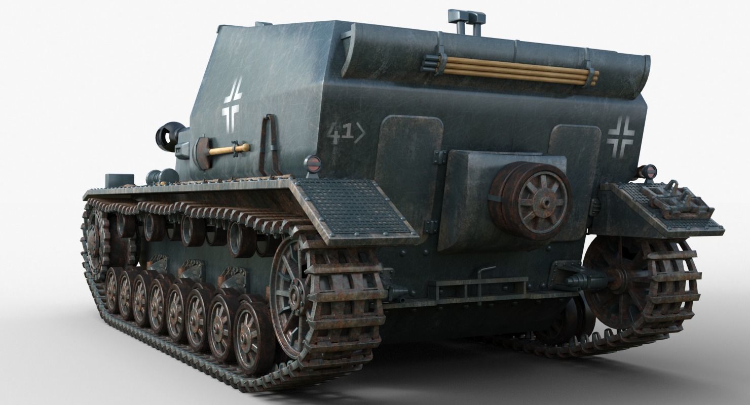 Tank 10 5 CM K18 Auf Panzer Iray piu 3D model_4