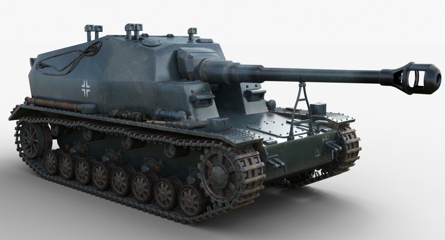 Tank 10 5 CM K18 Auf Panzer Iray piu 3D model_3