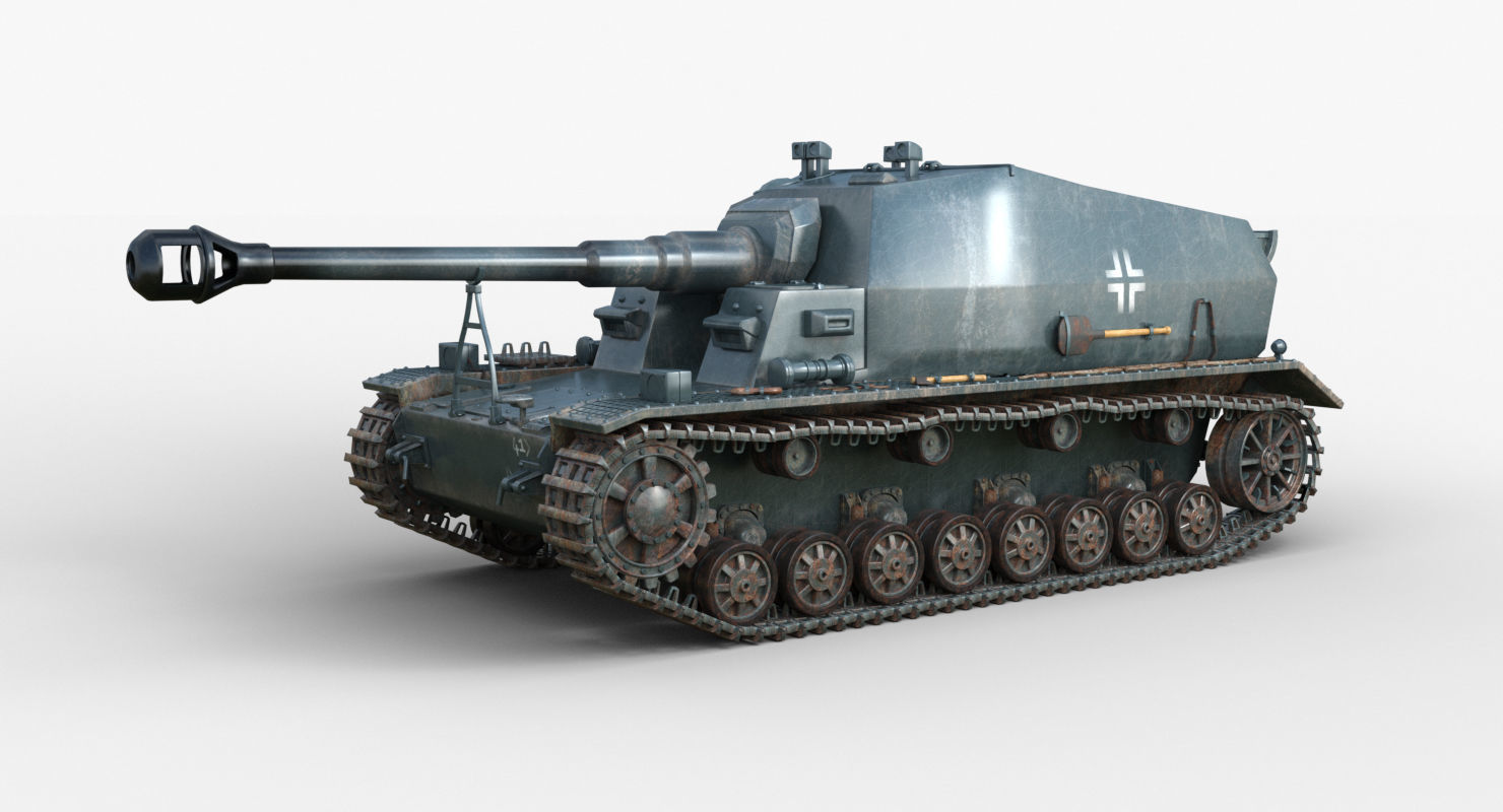 Tank 10 5 CM K18 Auf Panzer Iray piu 3D model_66