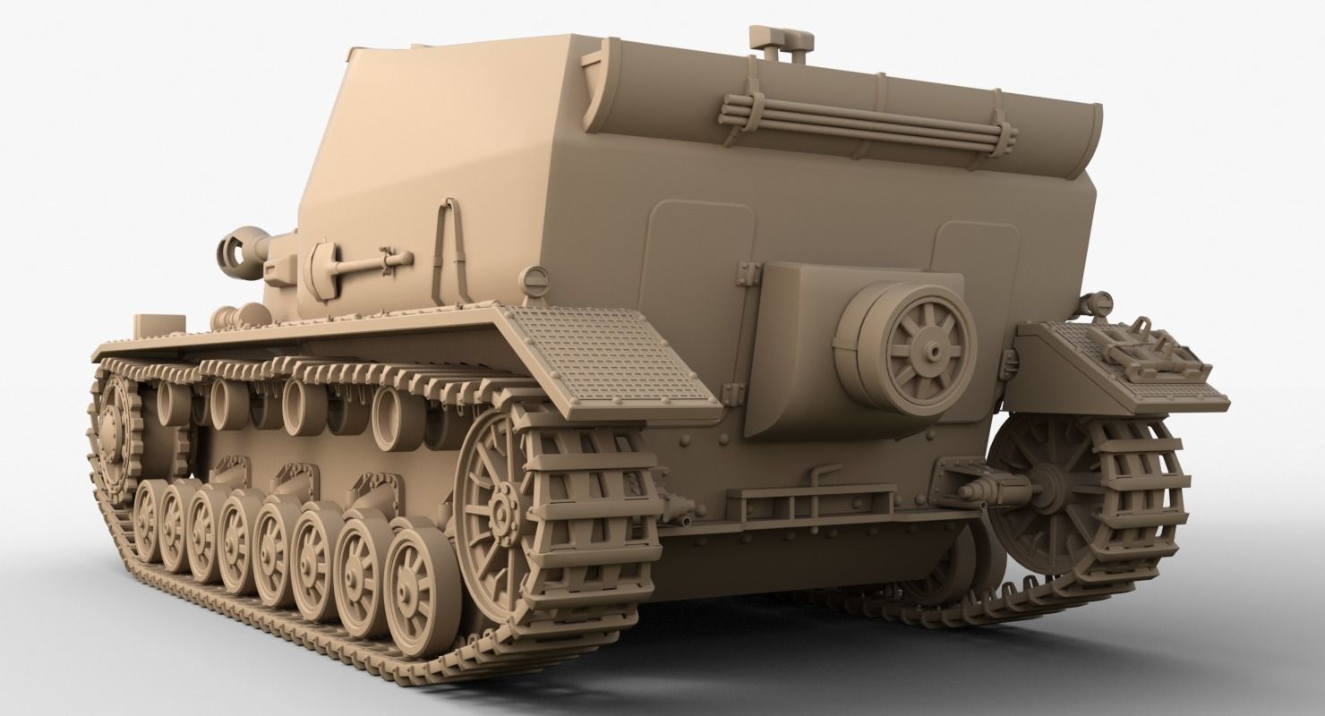 Tank 10 5 CM K18 Auf Panzer Iray piu 3D model_19