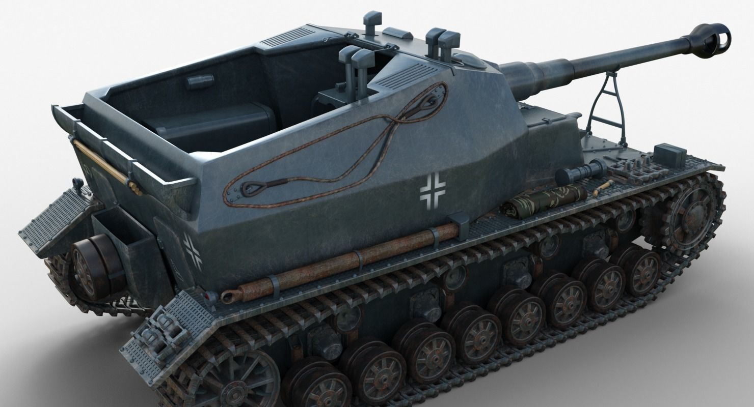 Tank 10 5 CM K18 Auf Panzer Iray piu 3D model_8