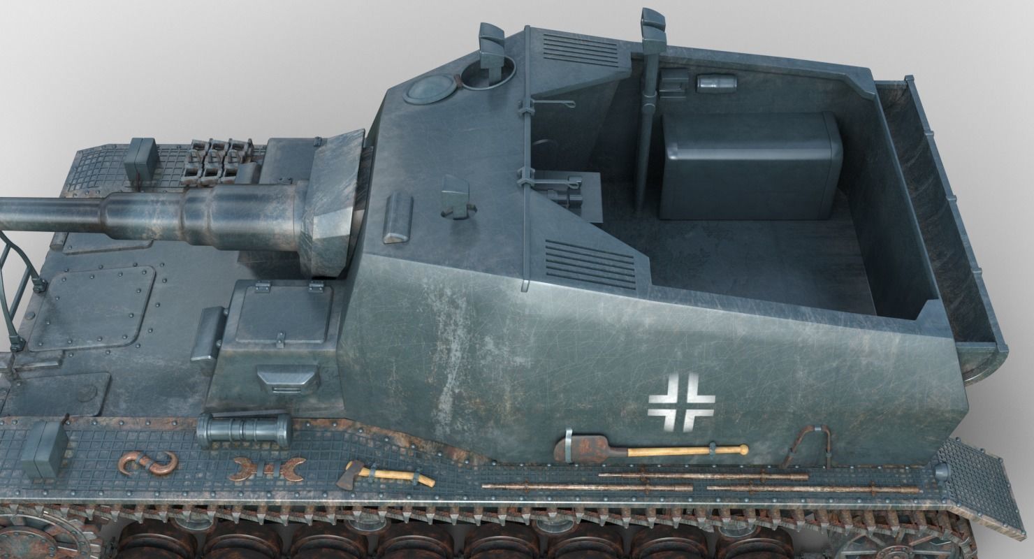 Tank 10 5 CM K18 Auf Panzer Iray piu 3D model_6
