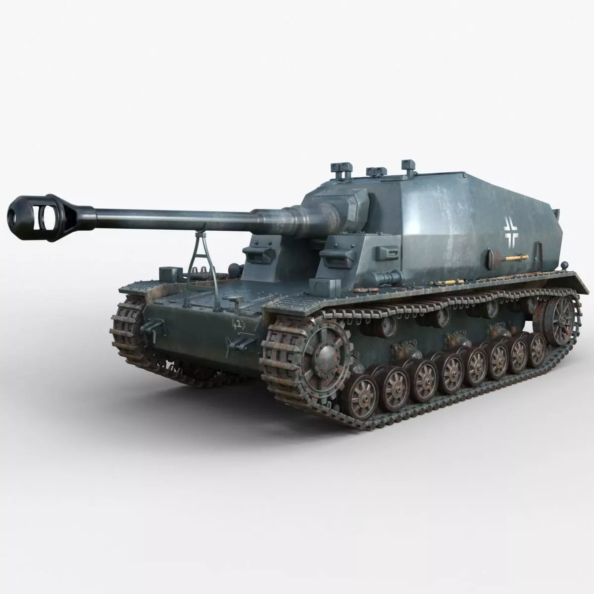 Tank 10 5 CM K18 Auf Panzer Iray piu 3D model_0