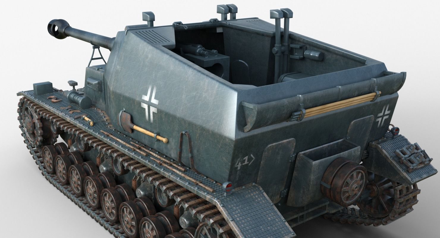 Tank 10 5 CM K18 Auf Panzer Iray piu 3D model_7