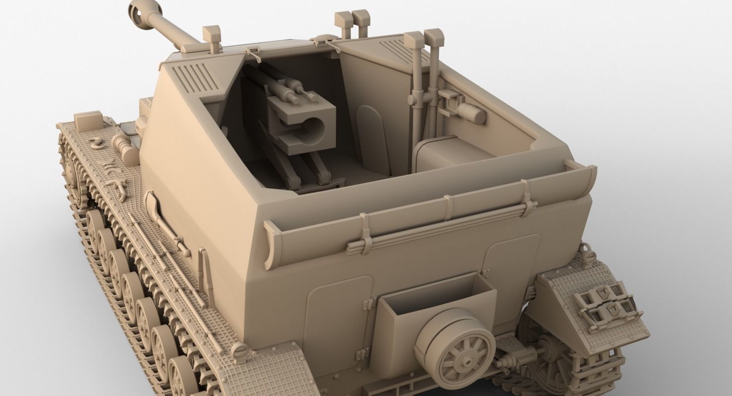 Tank 10 5 CM K18 Auf Panzer Iray piu 3D model_21
