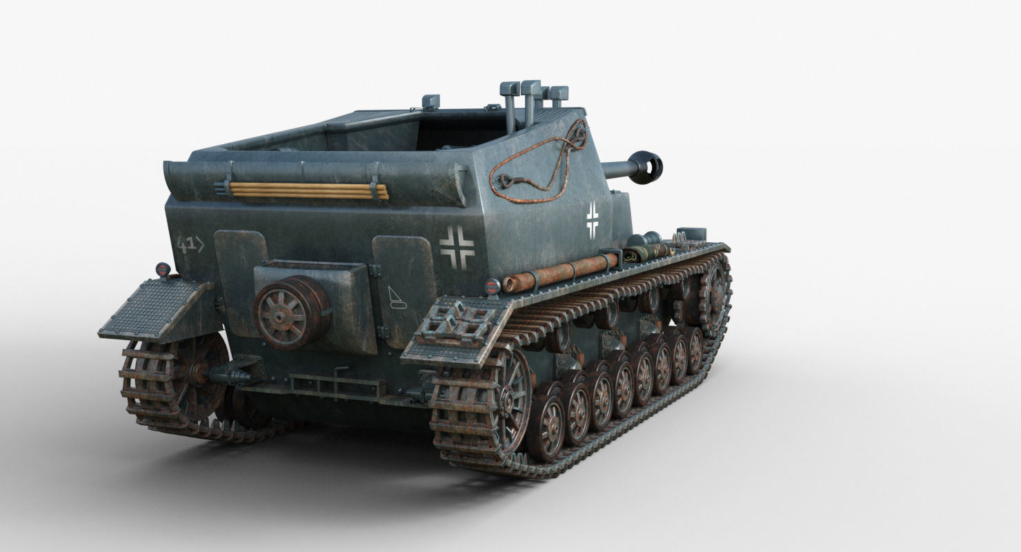 Tank 10 5 CM K18 Auf Panzer Iray piu 3D model_51