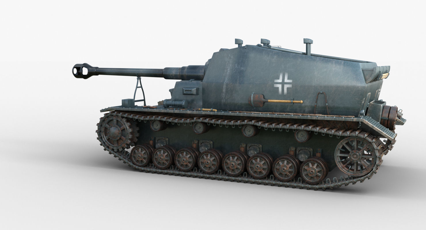 Tank 10 5 CM K18 Auf Panzer Iray piu 3D model_60