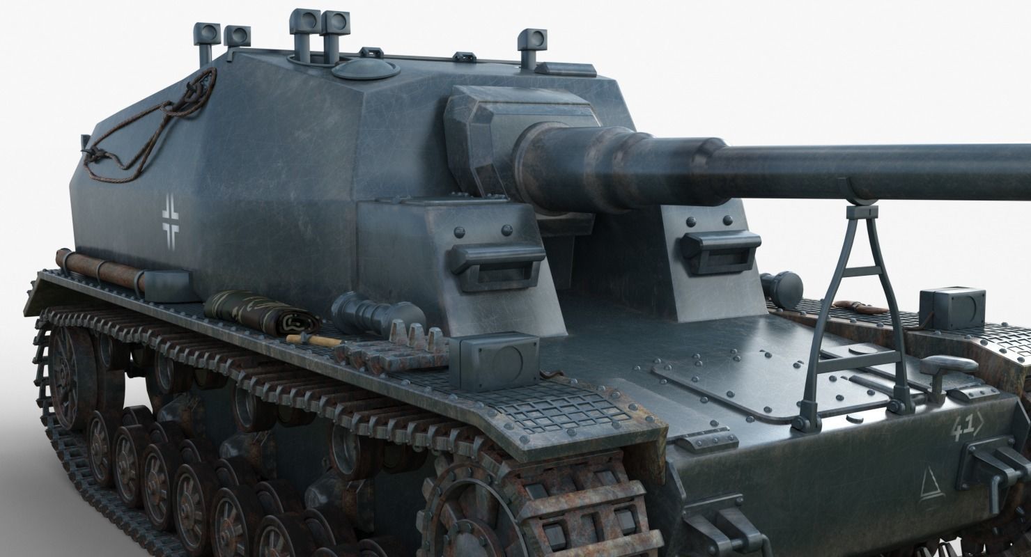 Tank 10 5 CM K18 Auf Panzer Iray piu 3D model_9