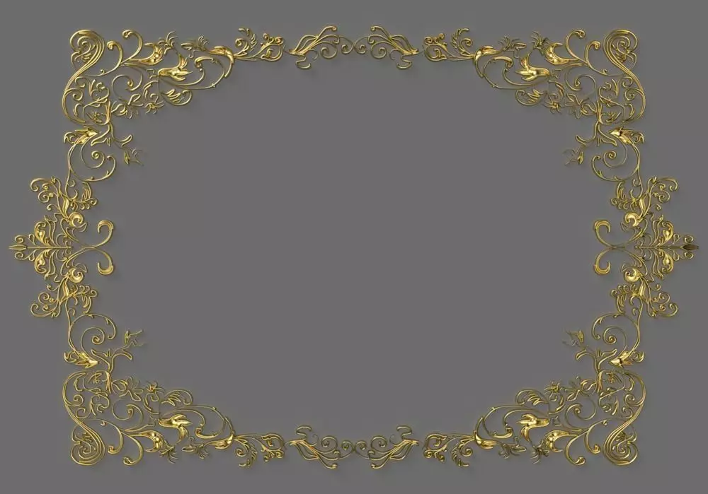 barocco ornamental frame 3D model_0