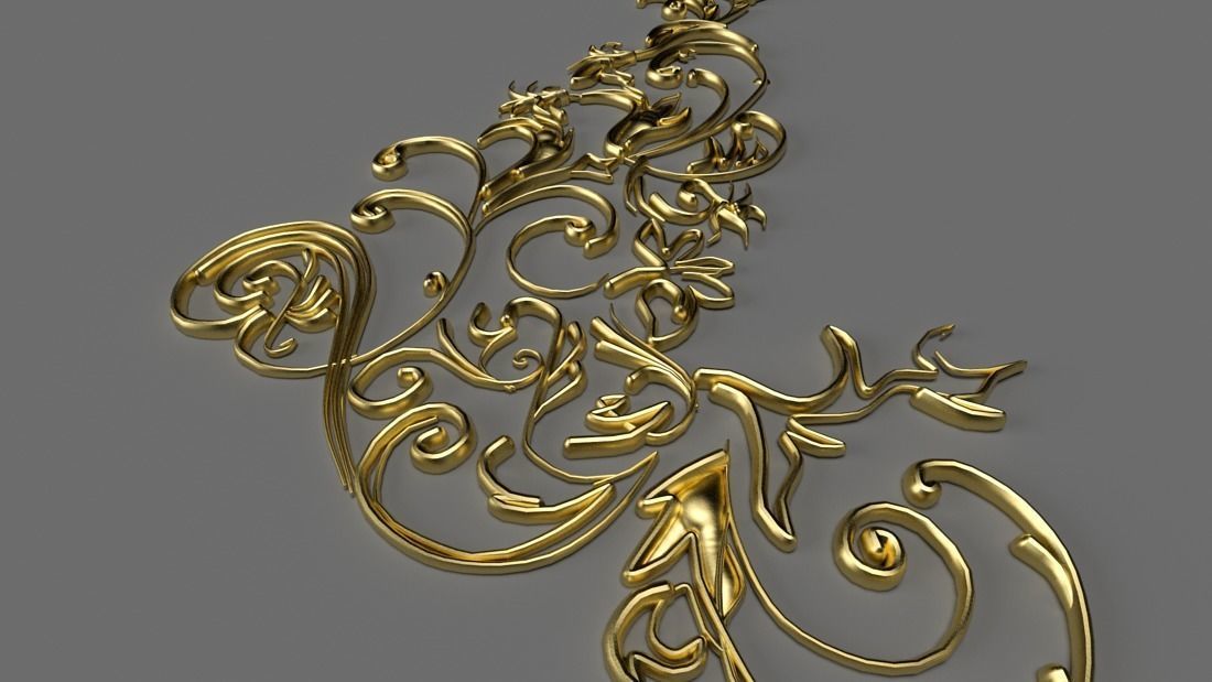 barocco ornamental frame 3D model_4