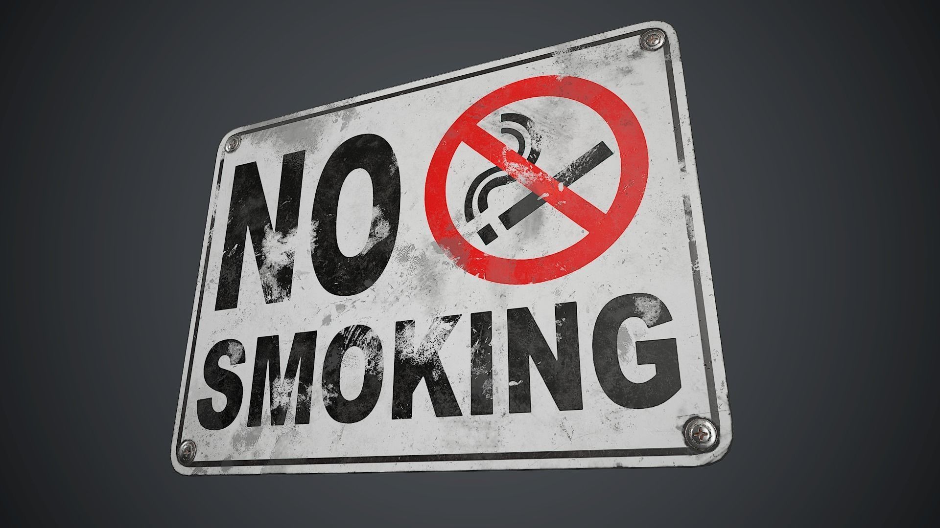 Plastic No Smoking Sign PBR Game Ready Low-poly 3D model_9