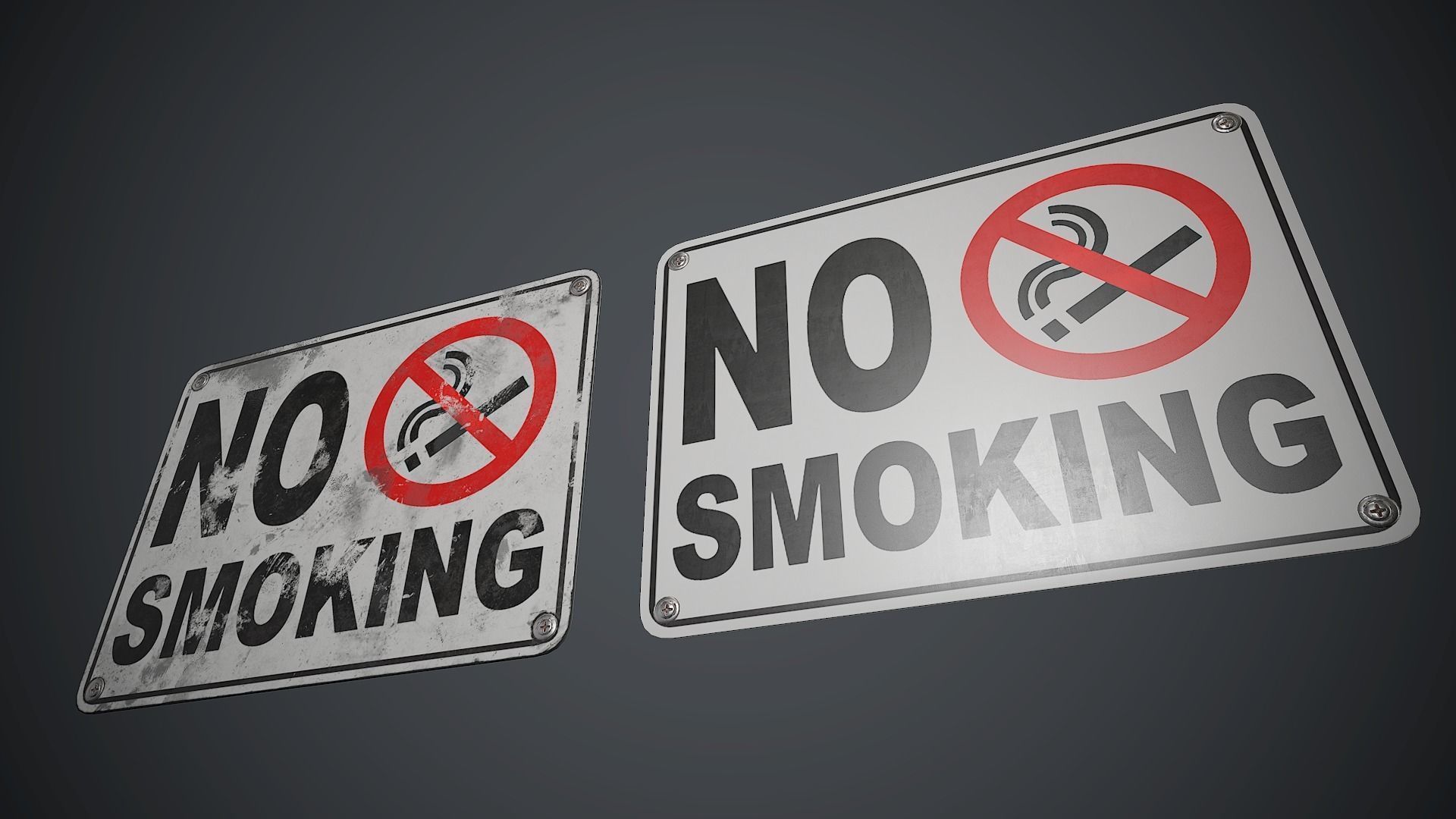 Plastic No Smoking Sign PBR Game Ready Low-poly 3D model_2