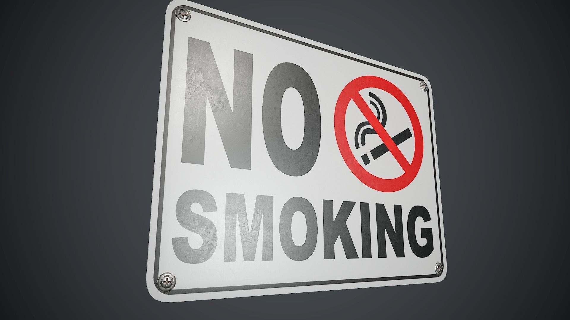 Plastic No Smoking Sign PBR Game Ready Low-poly 3D model_5