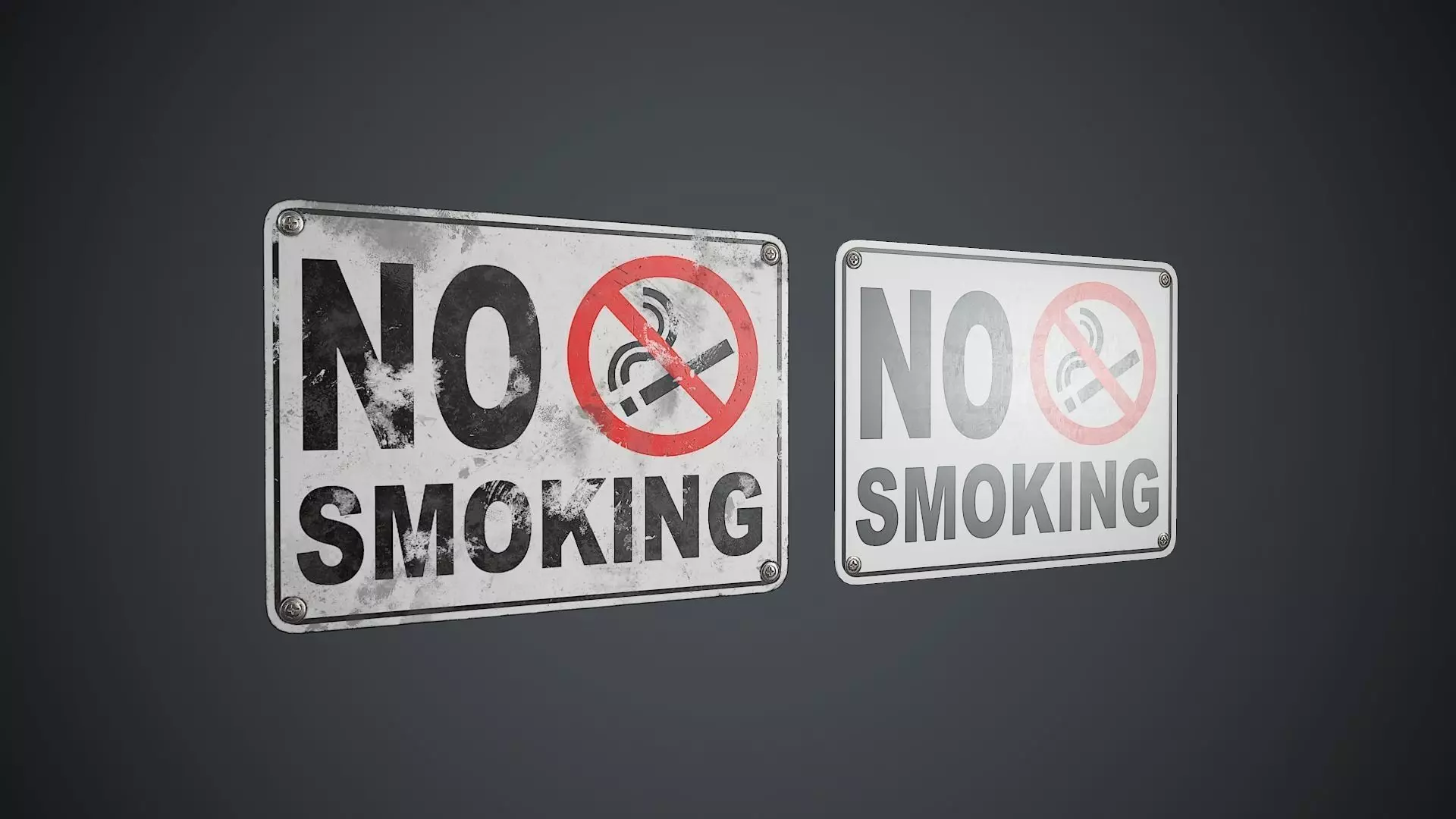 Plastic No Smoking Sign PBR Game Ready Low-poly 3D model_0