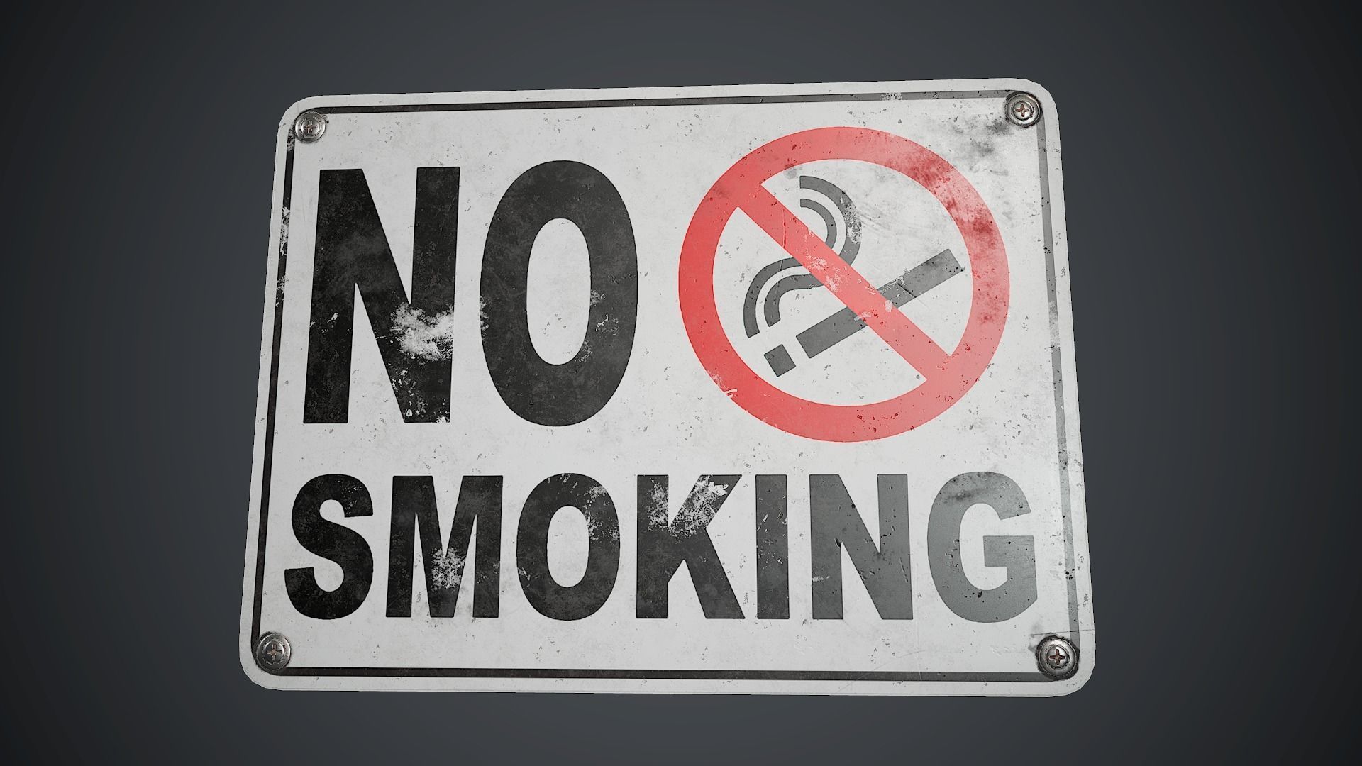 Plastic No Smoking Sign PBR Game Ready Low-poly 3D model_7