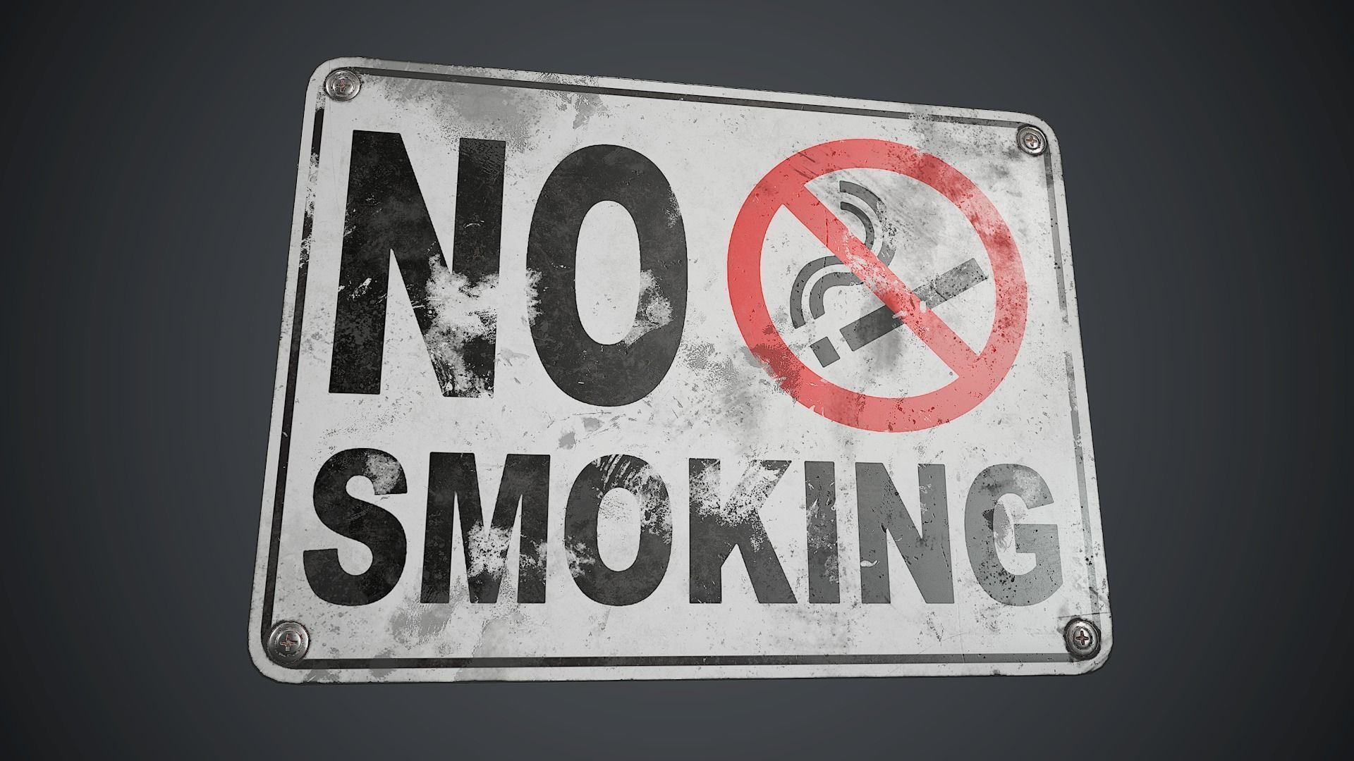 Plastic No Smoking Sign PBR Game Ready Low-poly 3D model_8