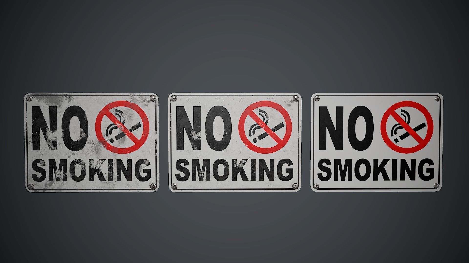 Plastic No Smoking Sign PBR Game Ready Low-poly 3D model_3
