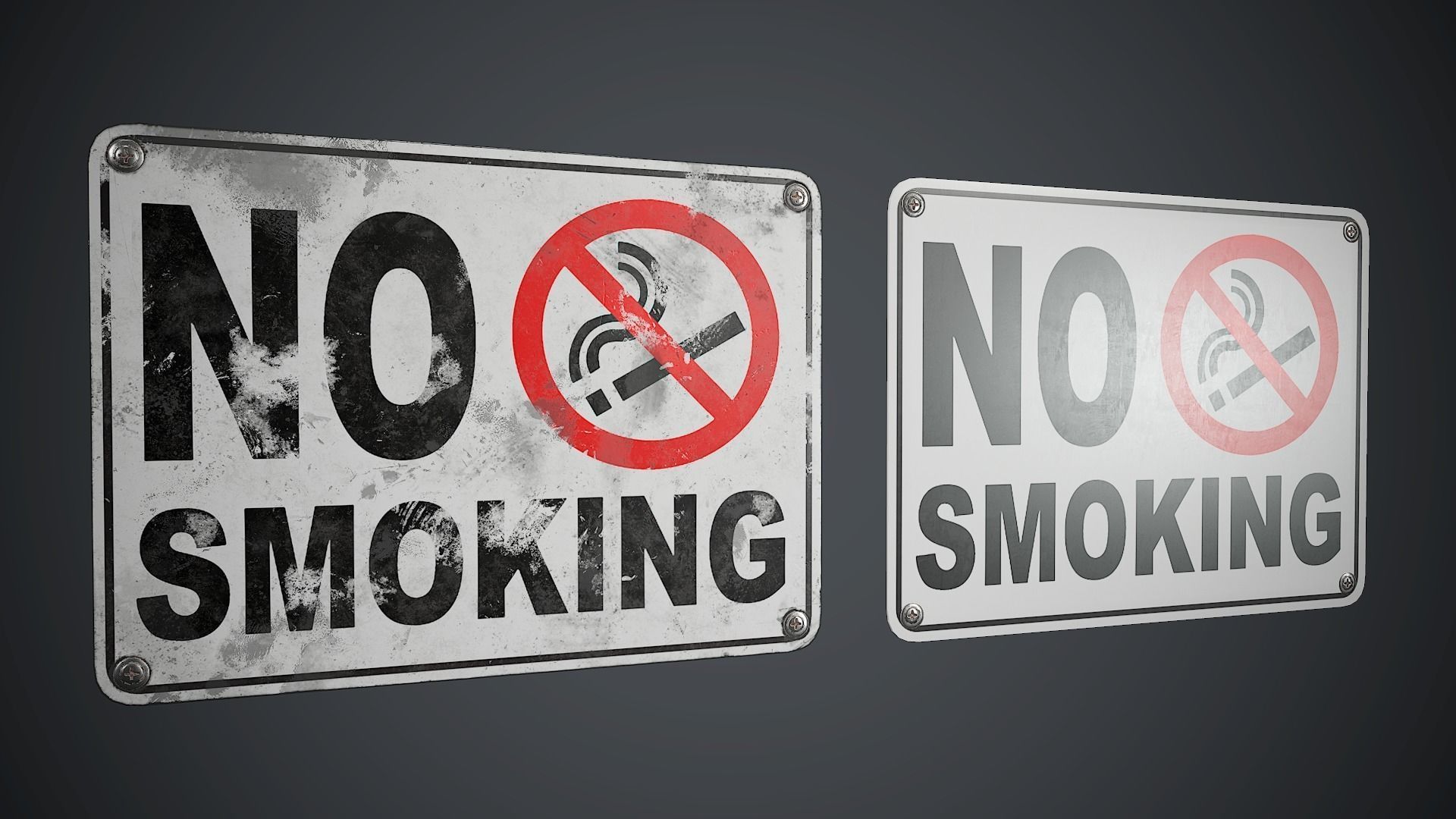 Plastic No Smoking Sign PBR Game Ready Low-poly 3D model_1