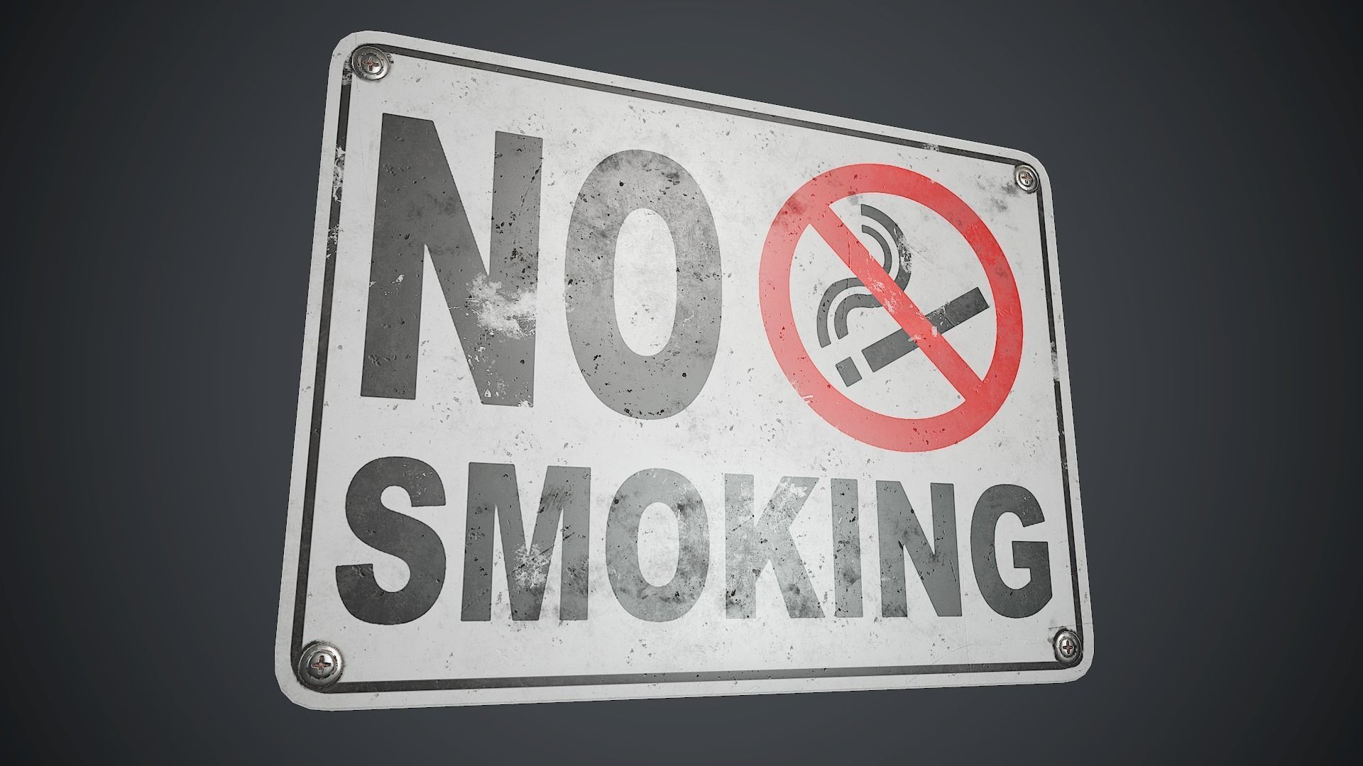 Plastic No Smoking Sign PBR Game Ready Low-poly 3D model_6
