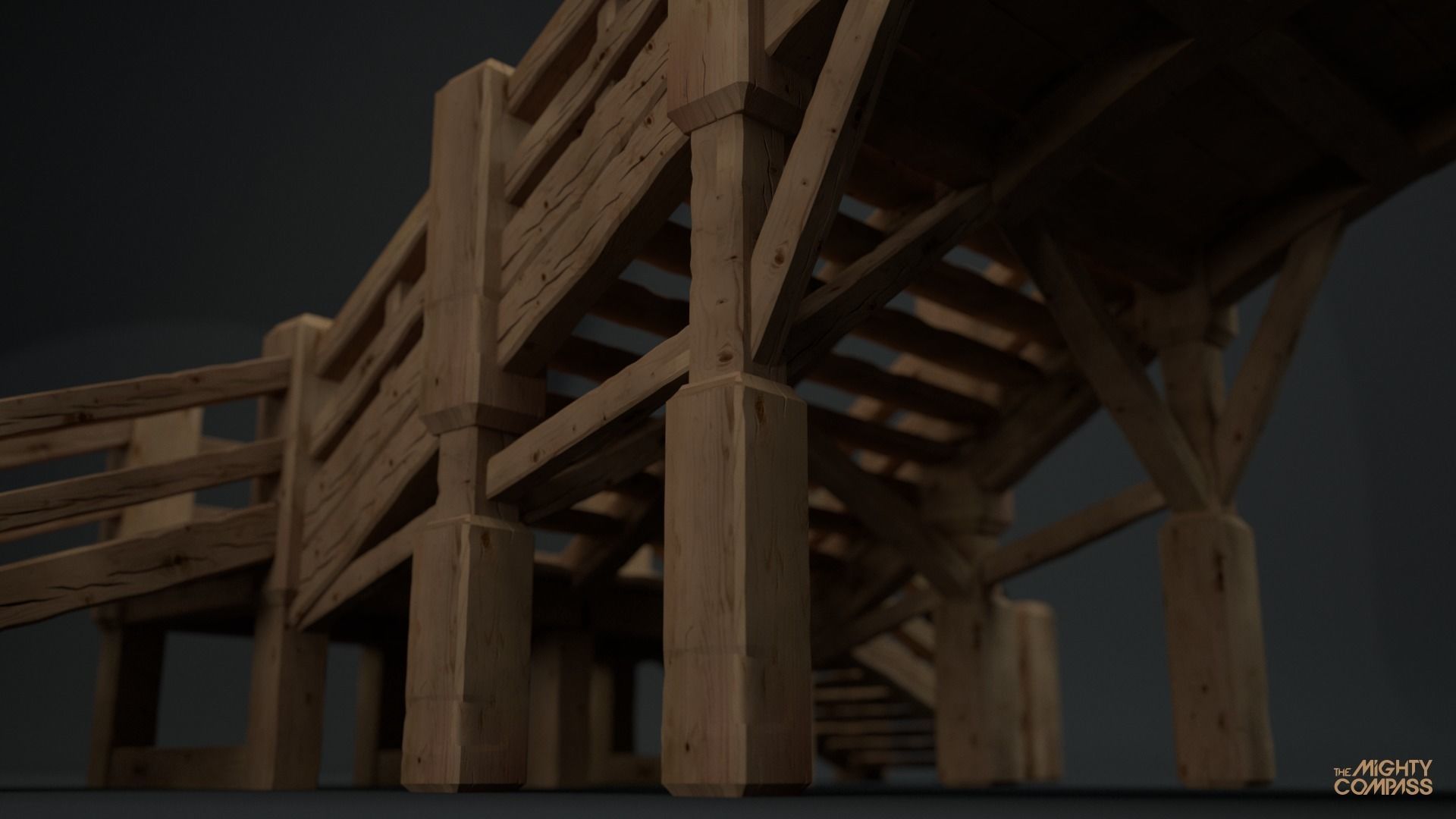 Low-Poly Wooden Bridge Low-poly 3D model_7