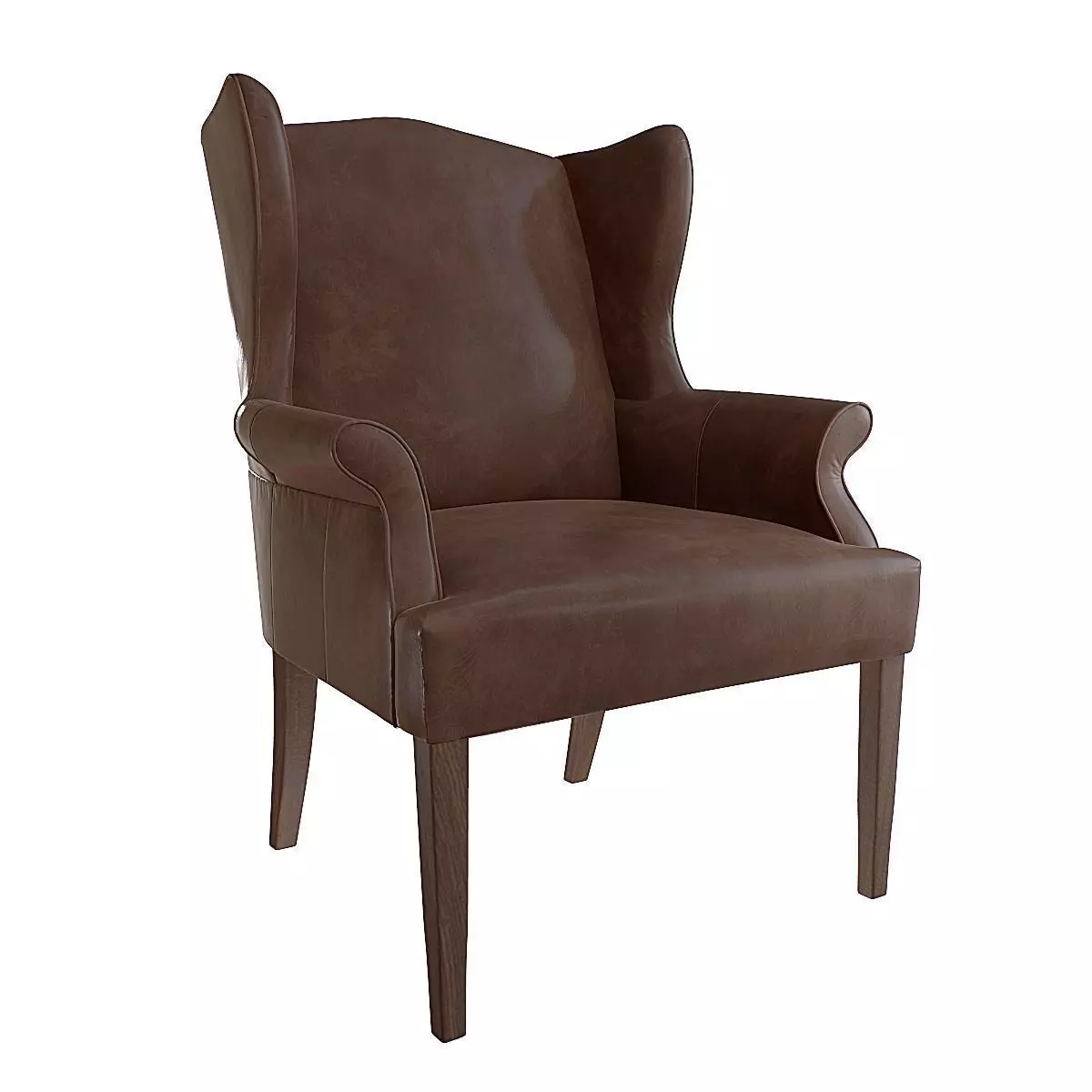 Armchair leather wingback chair 3D model_0