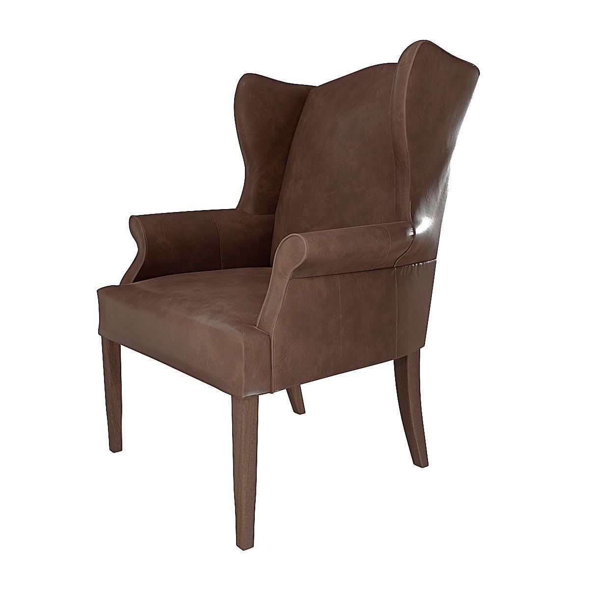 Armchair leather wingback chair 3D model_2